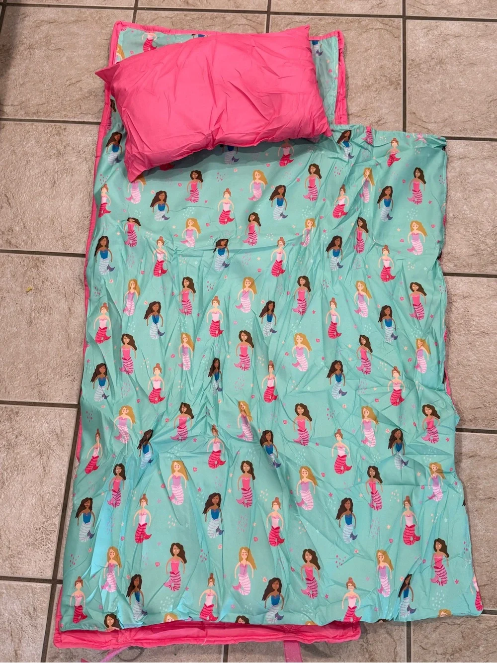 Girls Mermaid Nap Mat Blanket Pillow – Monogrammable